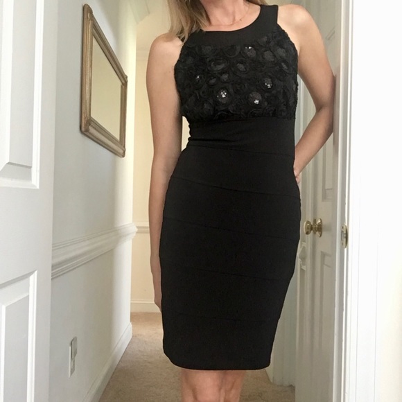 Sequined Roses Form Fitting LBD - Enfocus Studio - Picture 12 of 16